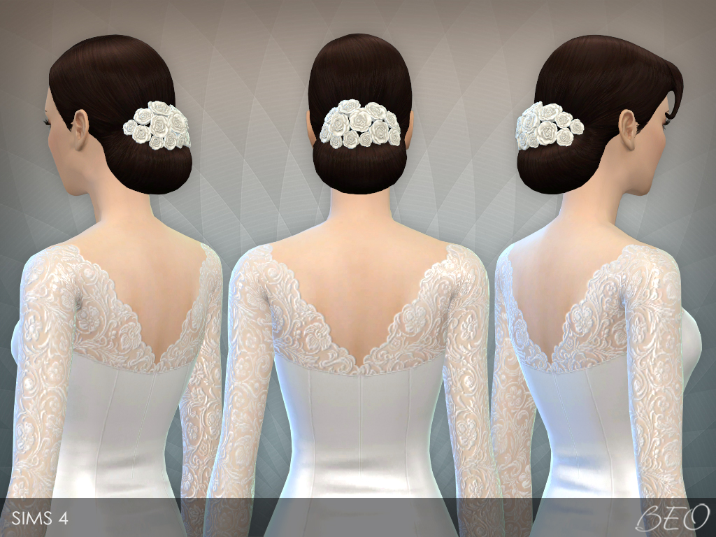 Flowers for Elegant Bun hair for The Sims 4 by BEO